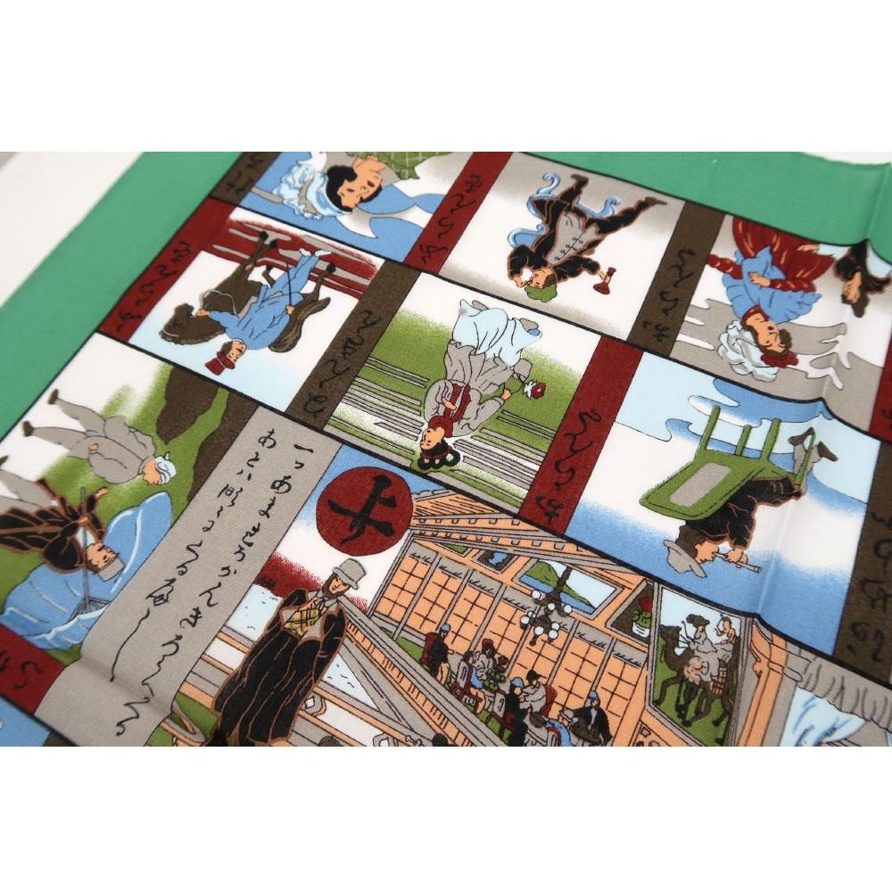 諸国異人雙六図 横濱絵バンダナ(ZX3-373) 伝統横濱スカーフ