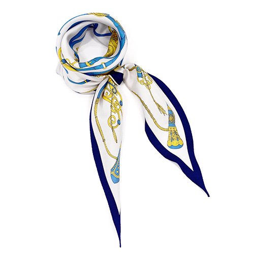 馬具と鞭 菱形スカーフ(FES-028)  Marcaオリジナル シルクツイル スカーフ （全2色）