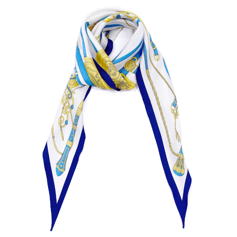 馬具と鞭 菱形スカーフ(FES-028) Marcaオリジナル シルクツイル スカーフ （全2色）