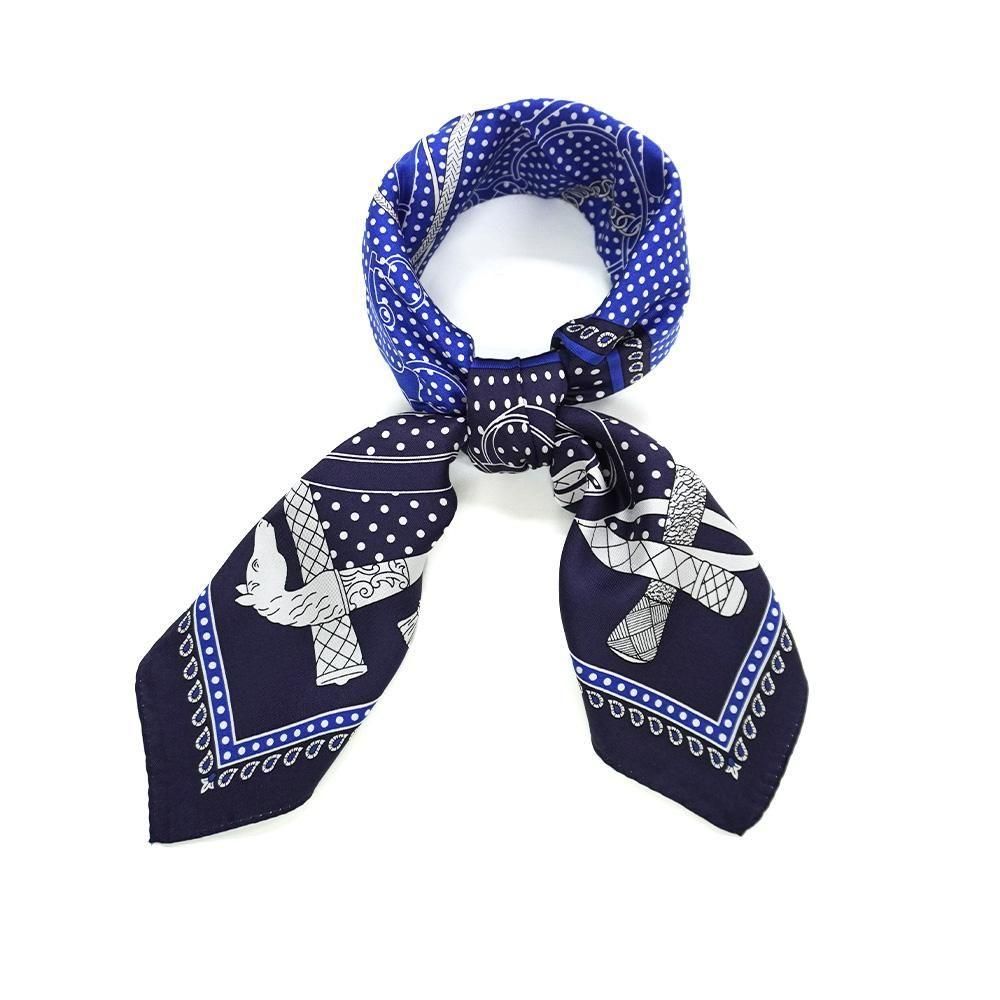 未使用☆横濱伝統スカーフ☆蝶柄ブルー系☆パッケージあり 横浜柄スカーフ（ヨコハマブルーシリーズ） - 伝統横濱スカーフ