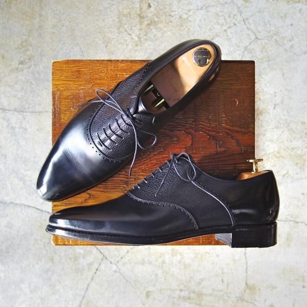 極上 三陽山長 Size 7 5 ユナイテッドアローズ別注 コンビ サドルシューズ カーフ 黒 メンズ 靴 United Arrows Sanyoyamacho D449 高級中古革靴の買取販売店舗 Studio Cbr