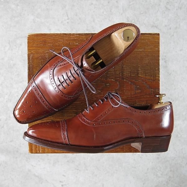 最終［極美品］ペルフェット　ミュージアムカーフダークブラウン セミブローグ 極美品］ペルフェットミュージアムカーフダークブラウン
