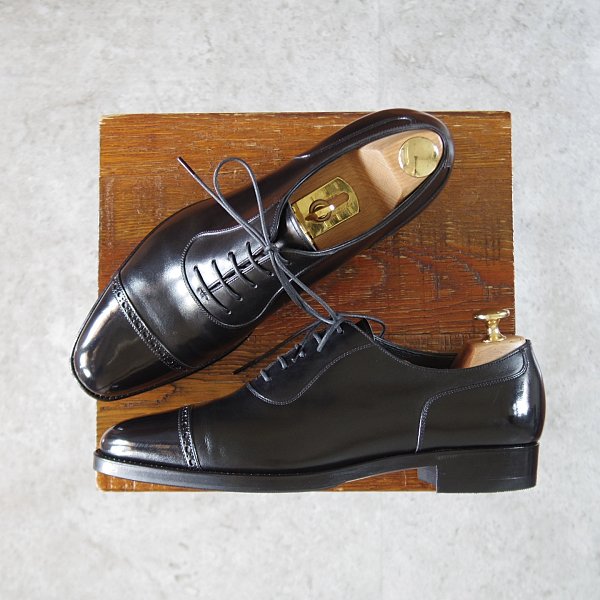 ジョーワークス SIZE 5.5【パンチドキャップトゥ/黒】 - 高級中古革靴 