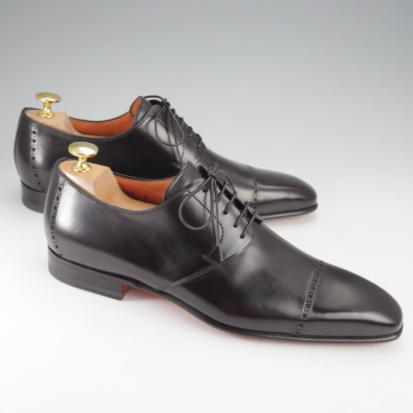 サントーニ SIZE 5【パンチドキャップトゥ/14728/黒】 - 高級中古革靴