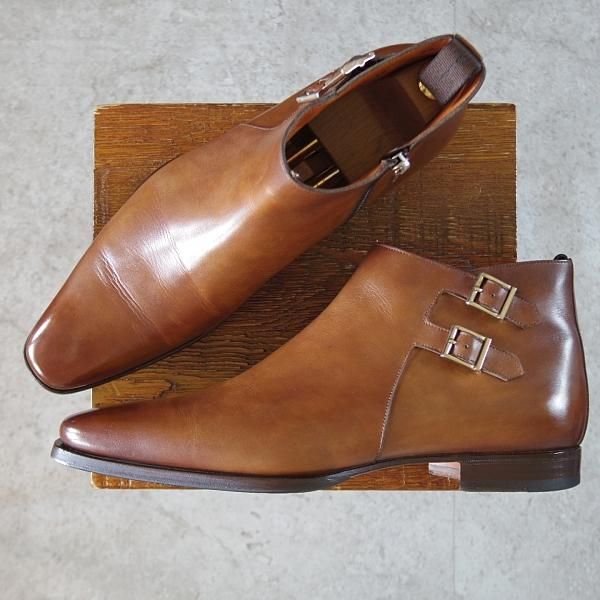 サントーニ SIZE 8.5【ダブルモンク/サイドジップブーツ サントーニ SIZE 8.5【ダブルモンク/サイドジップブーツ