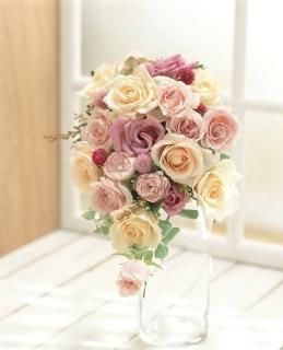 ブーケ オレンジ ピンク ホワイト オレンジカラーとピンクの暖色系