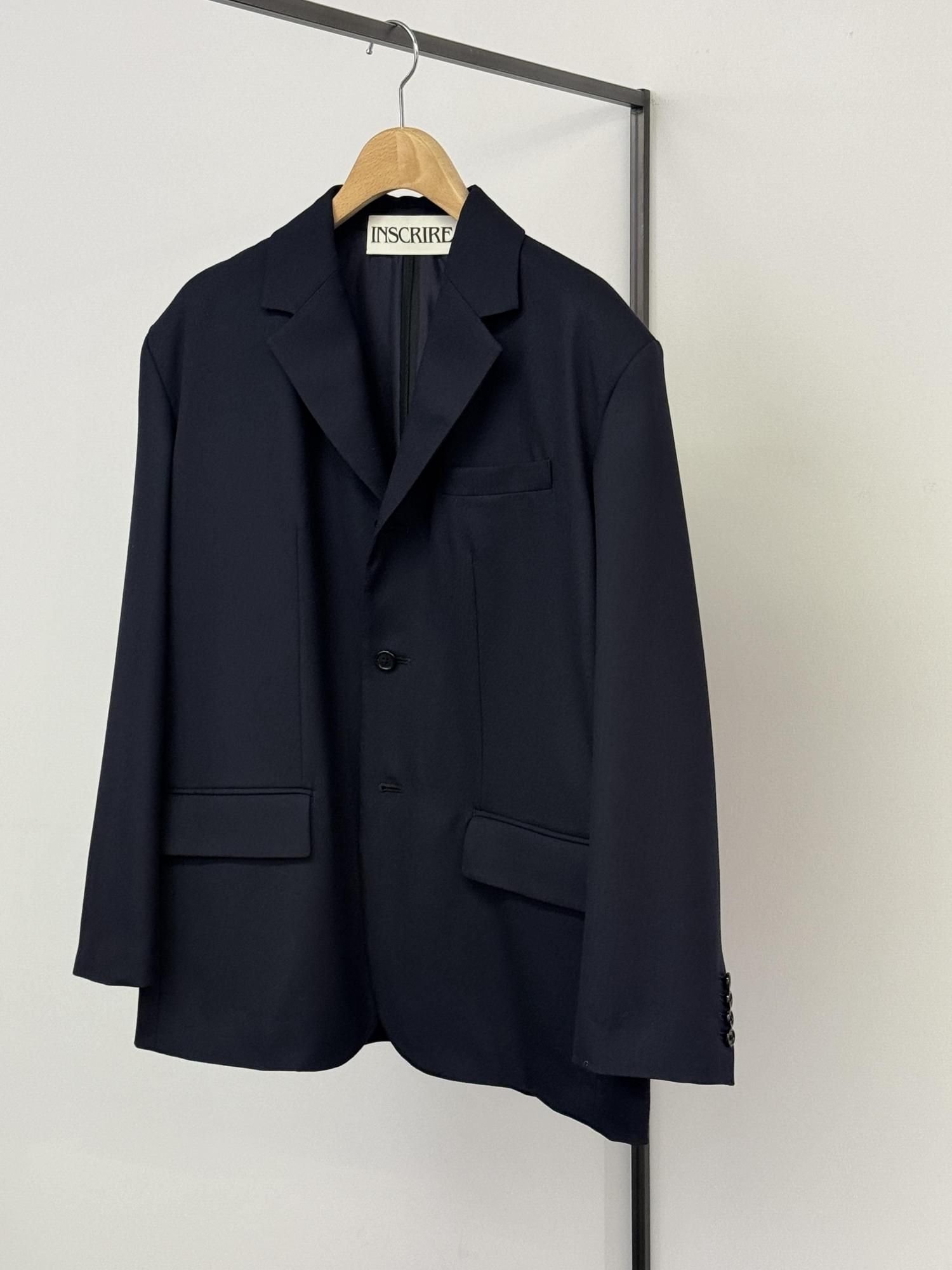 ジャケット・アウター INSCRIRE WOOL BACK OPEN JACKET - NAVY 3 Wool Back Open Jacket – INSCRIRE