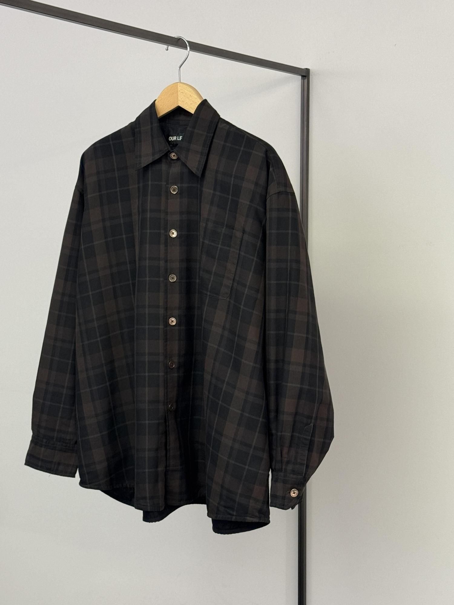 トップス Our Legacy BORROWED SHIRT Shadow Check Our Legacy Borrowed Shirt - Black Sheer Shadow Check – Kith