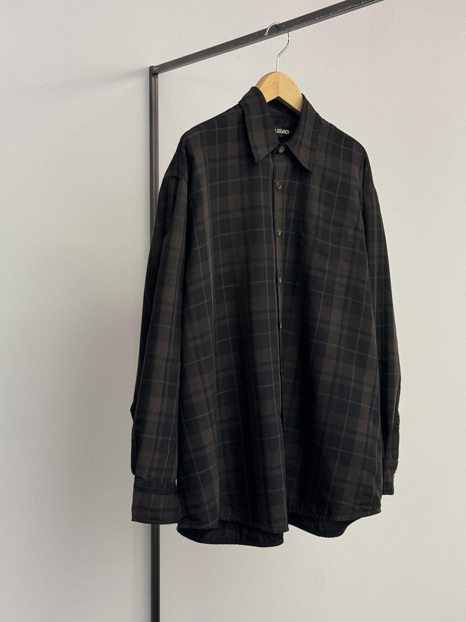 トップス Our Legacy BORROWED SHIRT Shadow Check Our Legacy - Borrowed Shirt Black Sheer Shadow Check