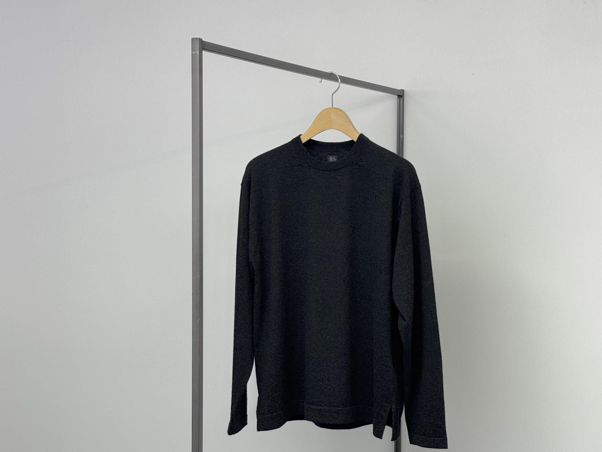BATONER ALASHAN CASHMERE T-KNIT(MELANGE BLACK)