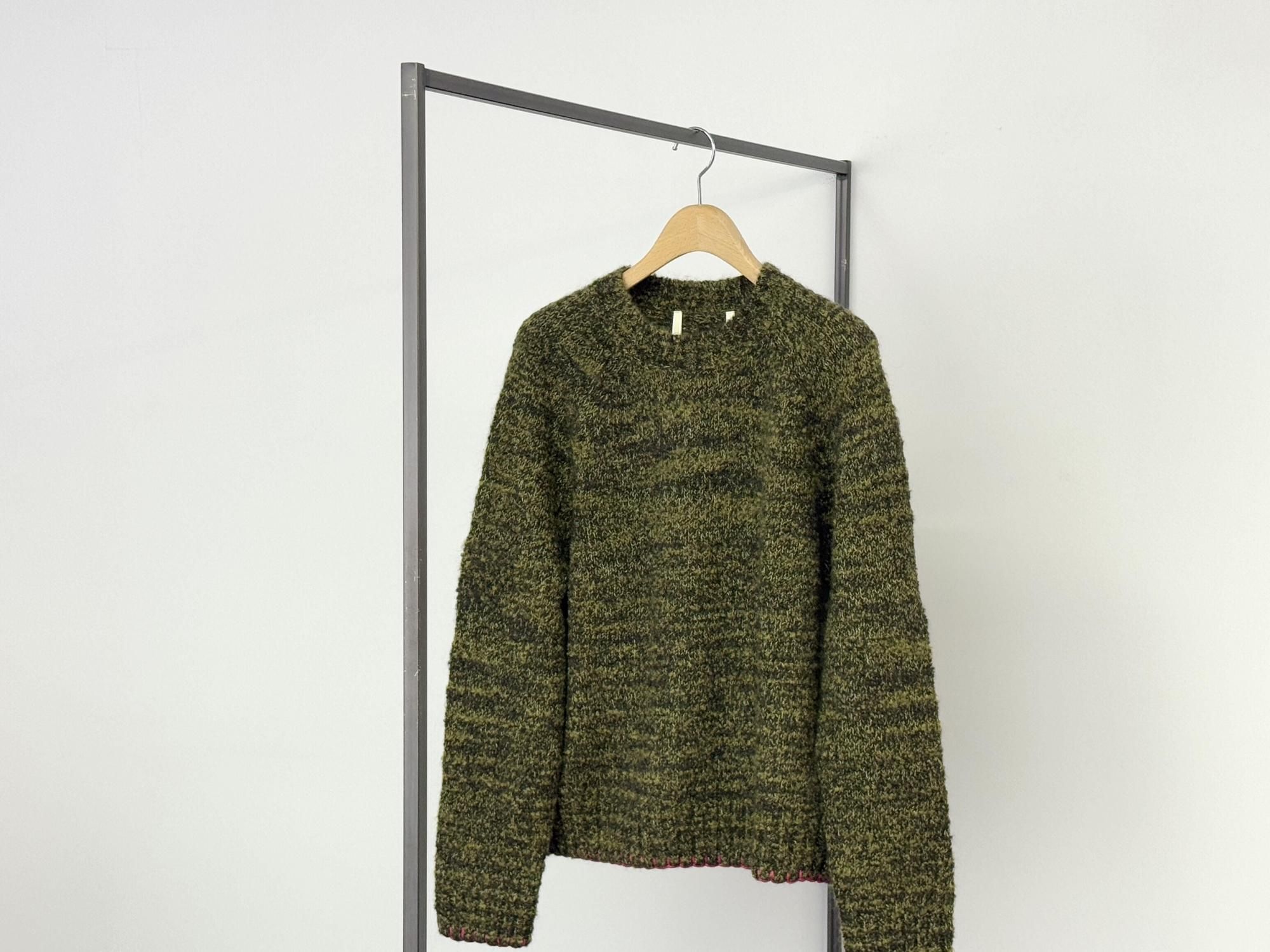 SUNFLOWER FREDERIK CONTRAST SWEATER(MOSS GREEN MOULINE)