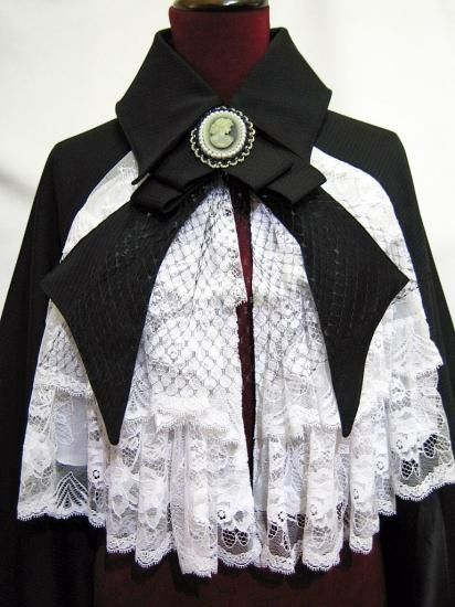 ◇受注商品◇別タイ付きボリュームレースヴァンパイアマント：黒白