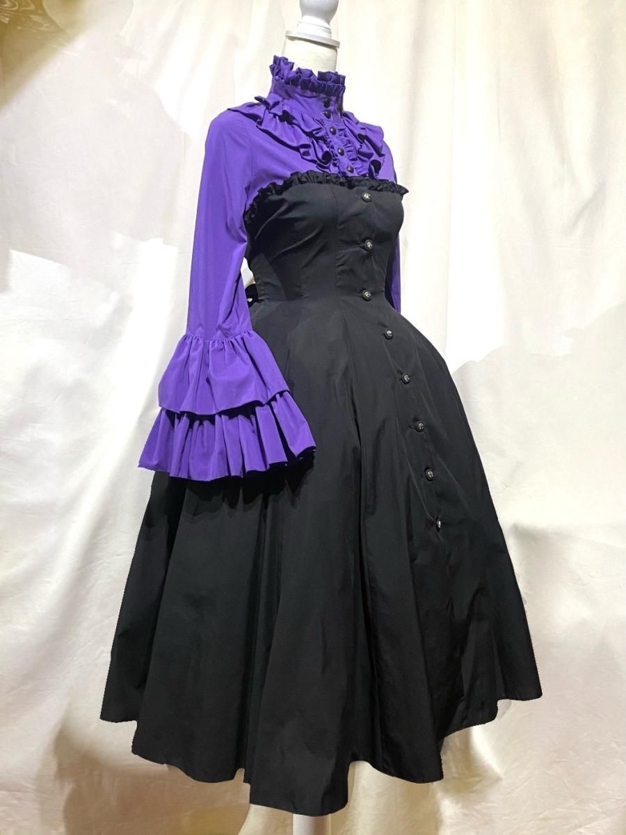 フラメンコ 衣装 ロングドレス ワンピース フリル 紫 パープル 黒 ブラック 楽天市場】ロリータ ワンピース 長袖 ゴスロリ ゴシック ロリータ