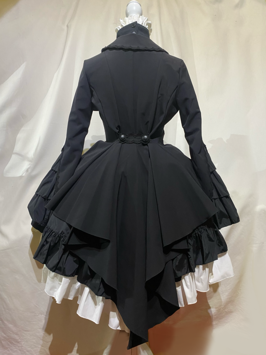 編み上げ巻きフリルスカート:黒×白 - MARBLE ~online shop~ 編み上げ巻きフリルスカート:黒×白 - MARBLE ~online shop~