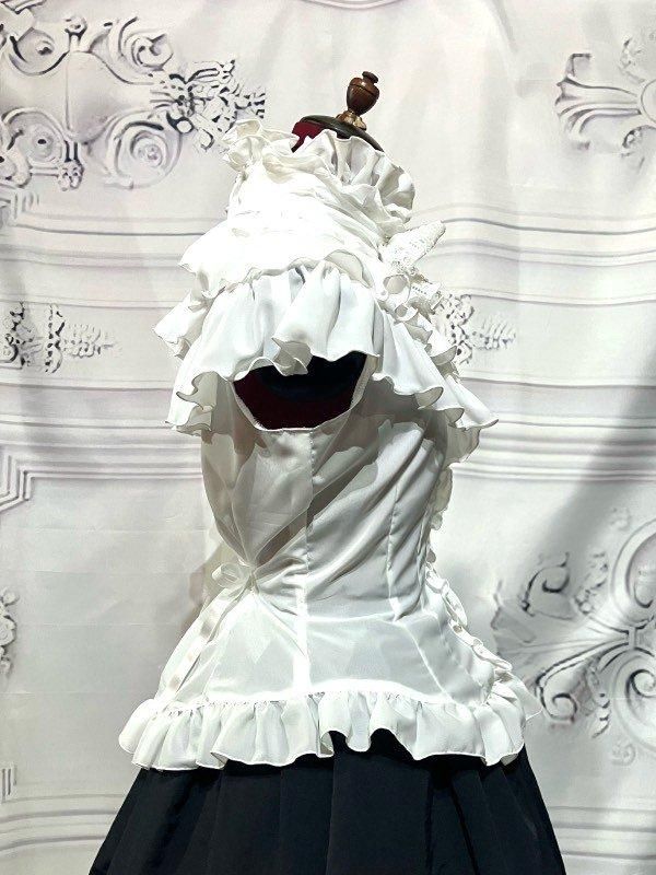 ◇受注商品◇クラシカルカメオタイ付きティアードフリルブラウス：白