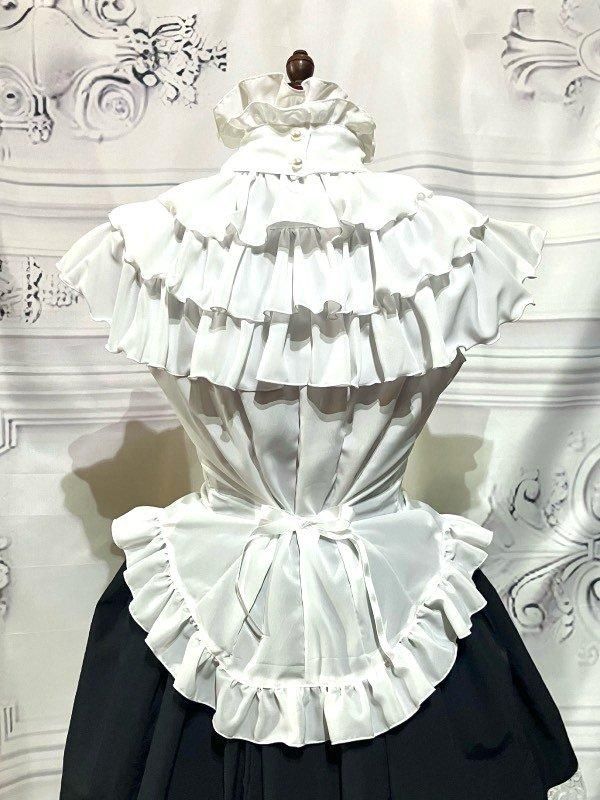 ◇受注商品◇クラシカルカメオタイ付きティアードフリルブラウス：白