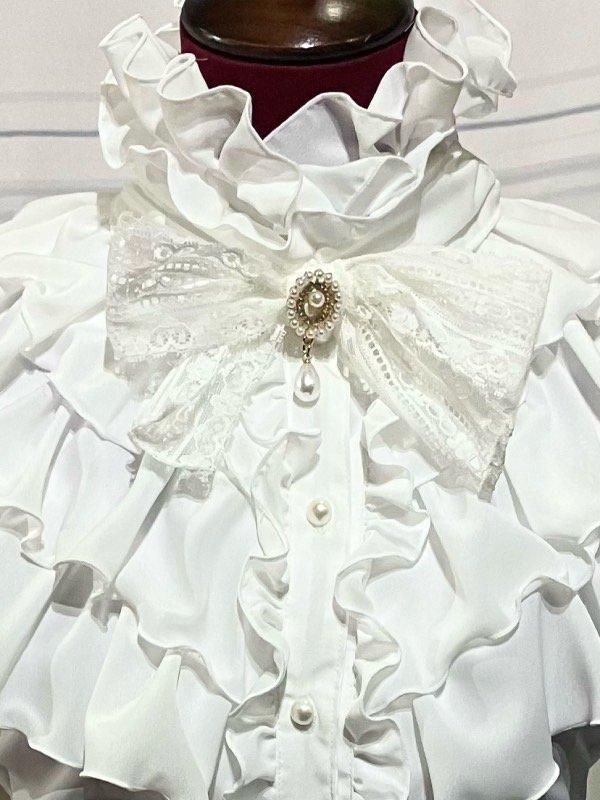 ◇受注商品◇クラシカルカメオタイ付きティアードフリルブラウス