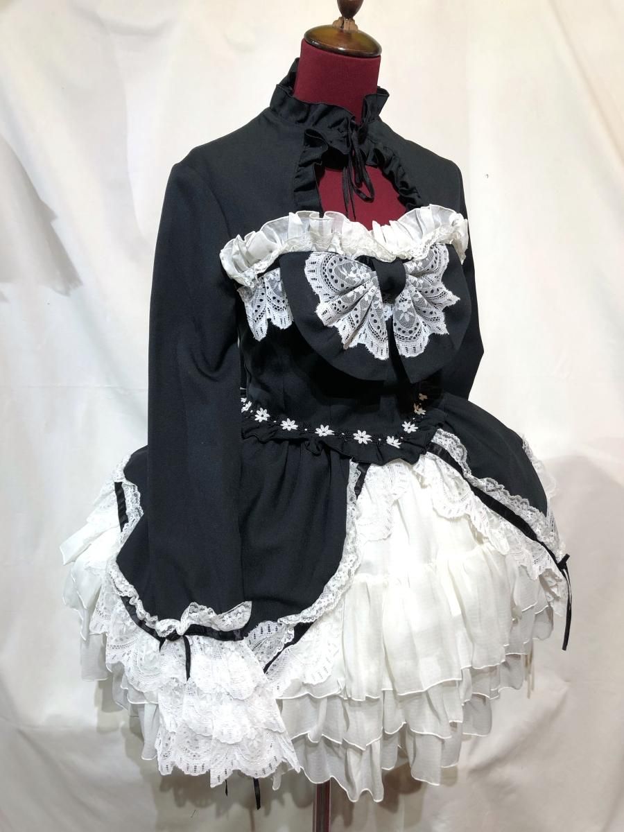 美品 VIVIENNE TAM ボレロ付き 花刺繍 ワンピース ０ 黒 ヴィヴィアンタム 花柄 刺繍 ブラックドレス 0パワーネット