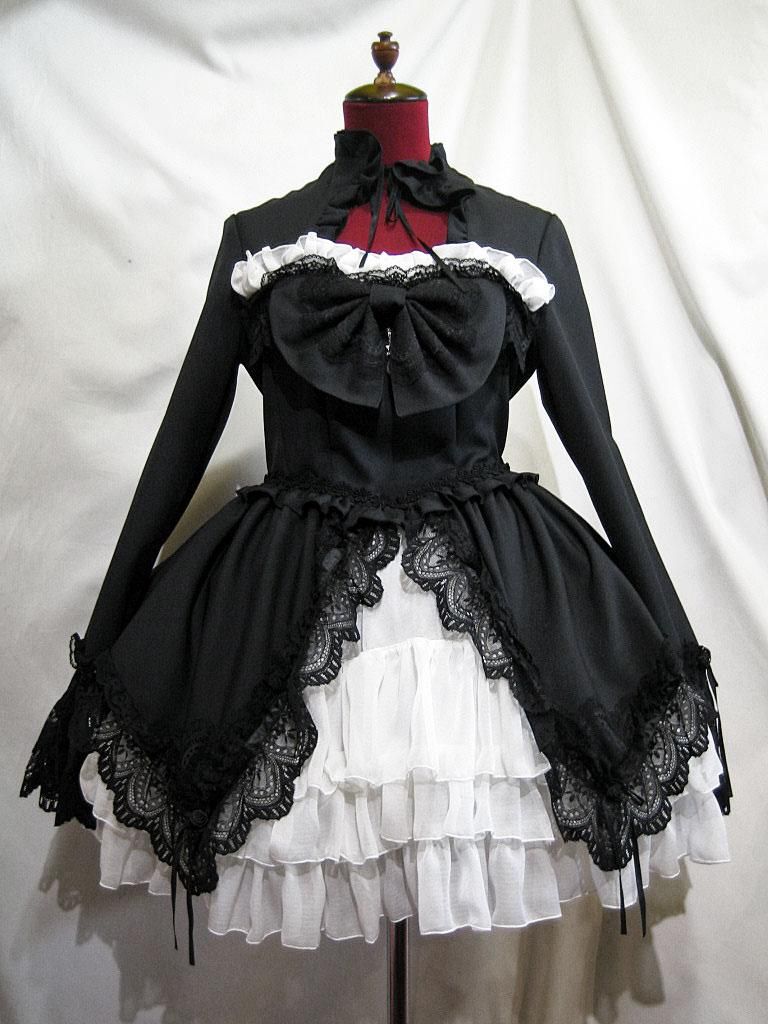 ★新品★ゴスロリドレス 黒 フリル刺繍 ワンピース 楽天市場】ワンピース 長袖レース フリル Lolita ドレスロリータ