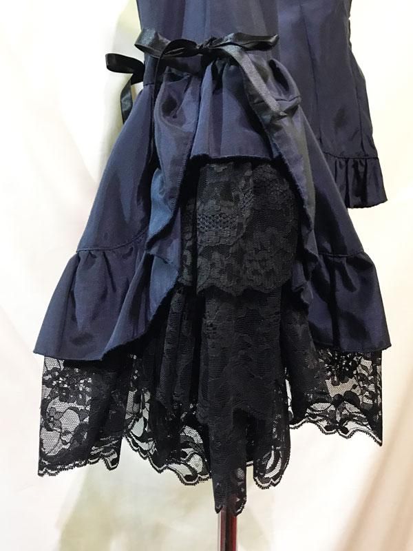 ◇受注商品◇クラシカルゴシックタイ付き姫袖ブラウス：紺×黒
