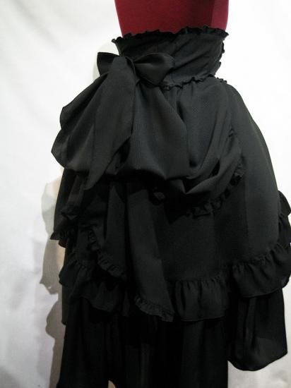 ◇受注商品◇バッスルリボン付きコルセット風巻きスカート:黒 M ◇受注商品◇バッスルリボン付きコルセット風巻きスカート:黒 M