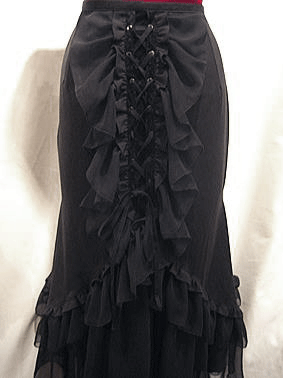 ◆受注商品◆スパイラルマーメイドライン編み上げロングスカート:黒 - MARBLE ~online shop~
