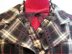 ◇受注商品◇スカート付き風姫袖用ドレープコート：黒赤チェック