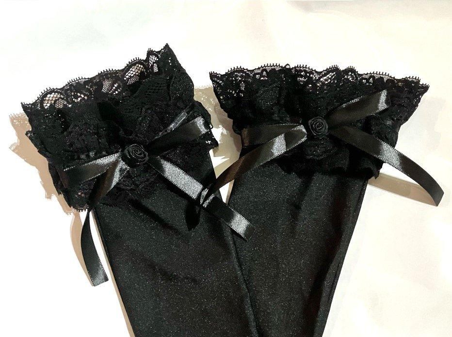 ◇受注商品◇バラつきロンググローブ：黒サテン - MARBLE