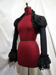 ◇受注商品◇ジャケット調ギャザー姫袖ボレロ：黒 - MARBLE