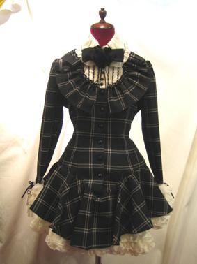 ロマンティックタイ付き総フリルガーリーワンピース 白 黒白チェック Marble Online Shop ロマンティックタイ付き総フリルガーリーワンピース 白 黒白チェック Marble Online Shop