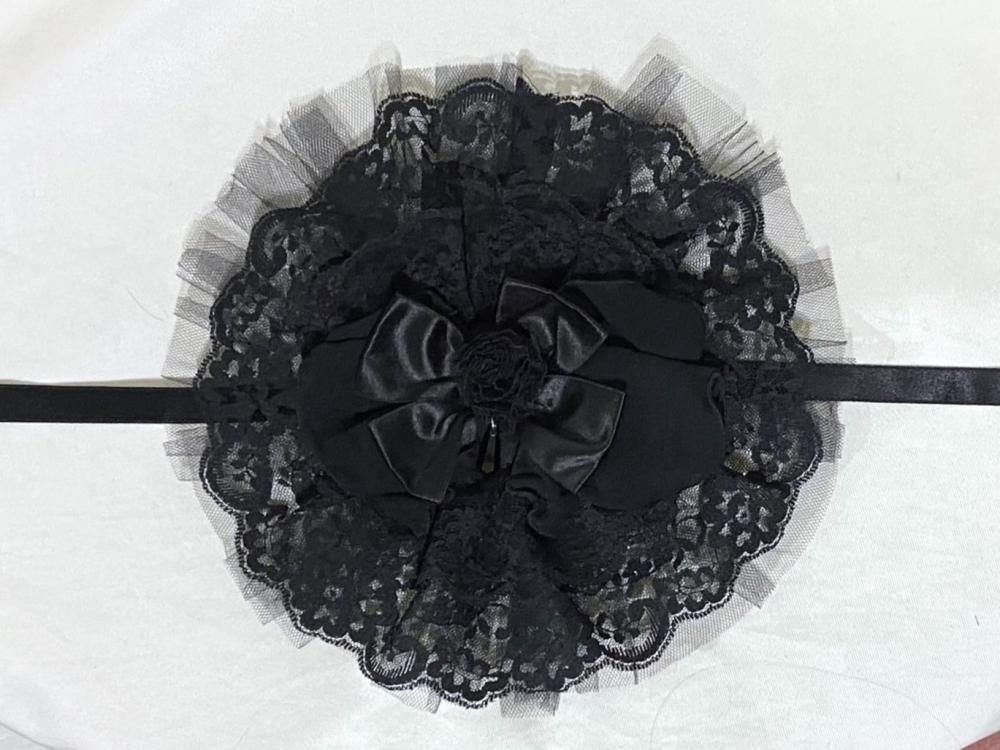 【漆黒の薔薇柄アンティークボンネットドレス】 ロリータ ボンネット 帽子 ヘッドドレス ヘアアクセサリー 4