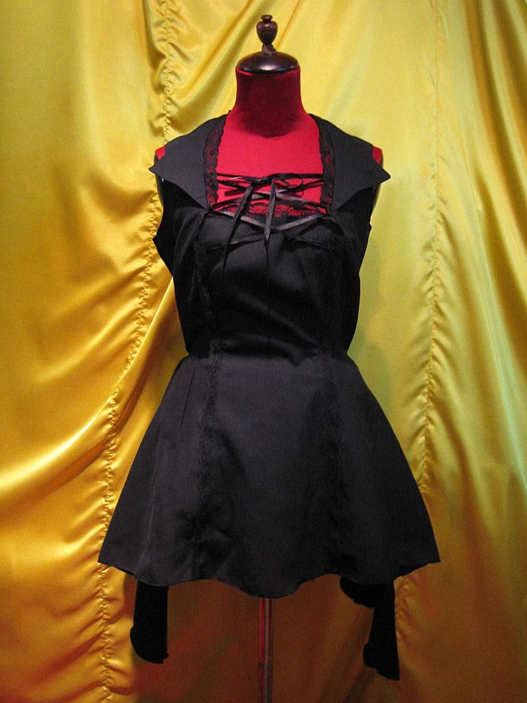 ATELIER PIERROT MARBLEノースリーブ胸元編み上げワンピース ◇受注商品◇ノースリーブ胸元編み上げワンピース：黒レース地