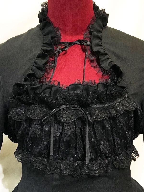 ◇受注商品◇総フリルフェミニンドレスワンピース:黒×黒ドット ◇受注商品◇総フリルフェミニンドレスワンピース:黒×黒ドット