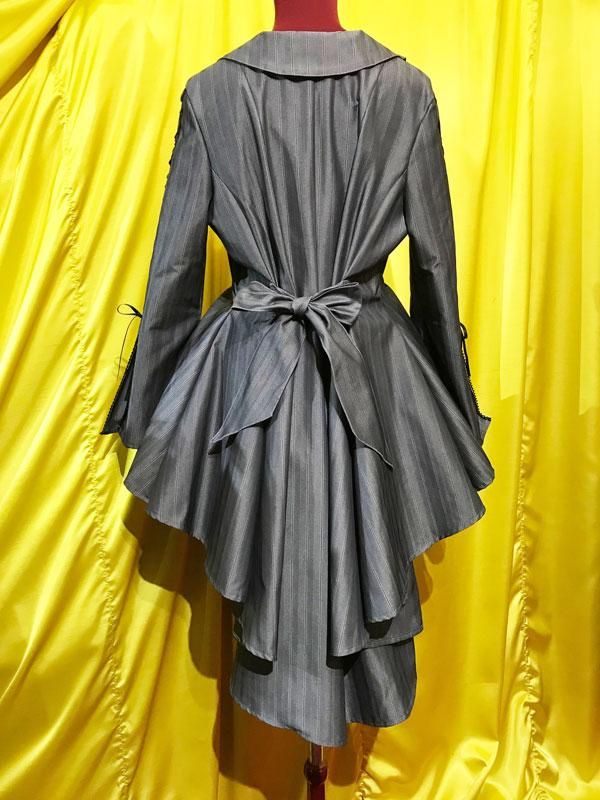 ◇受注商品◇姫袖用流麗ドレープジャケット：グレーストライプ