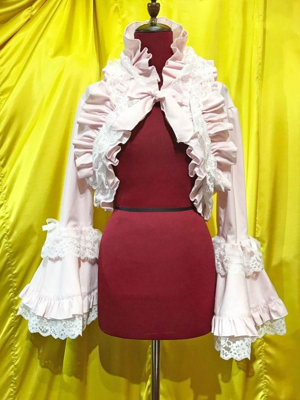 受注商品 総フリル姫袖ボレロ ピンク 白レース Marble Online Shop