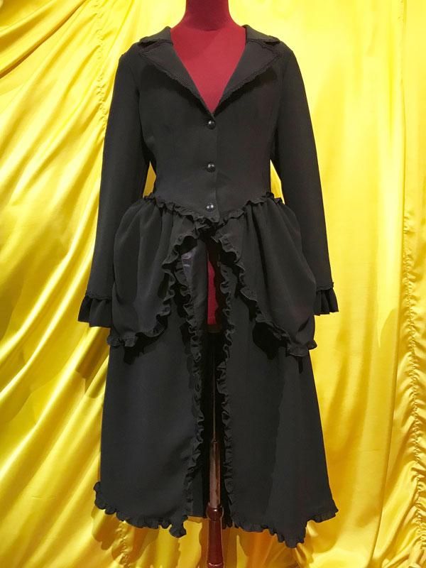 フリル付きジャケットとロングドレスセット ◇受注商品◇ヴィクトリアンロングドレスジャケット：黒×黒シフォン