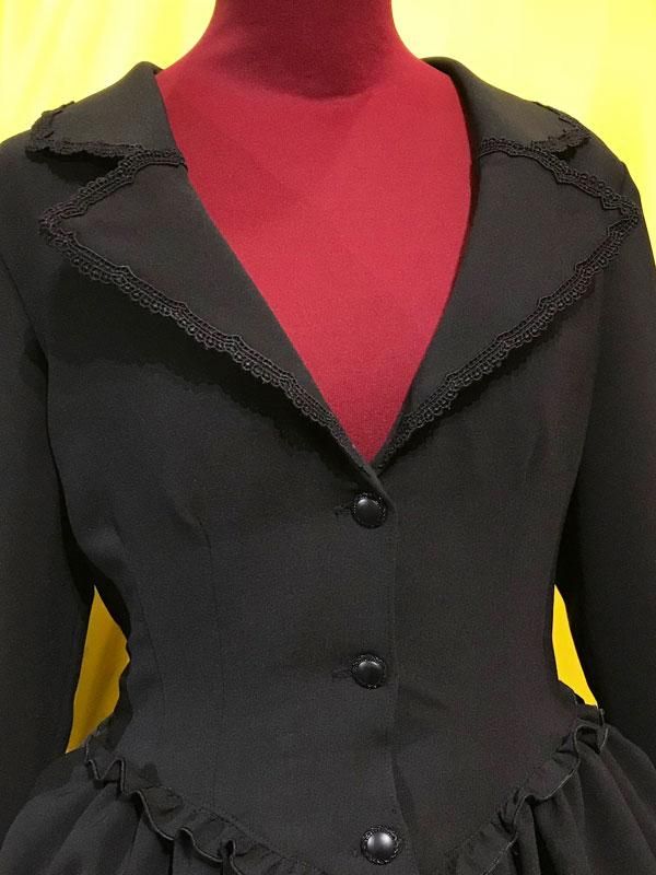 ◇受注商品◇ヴィクトリアンロングドレスジャケット：黒×黒シフォン