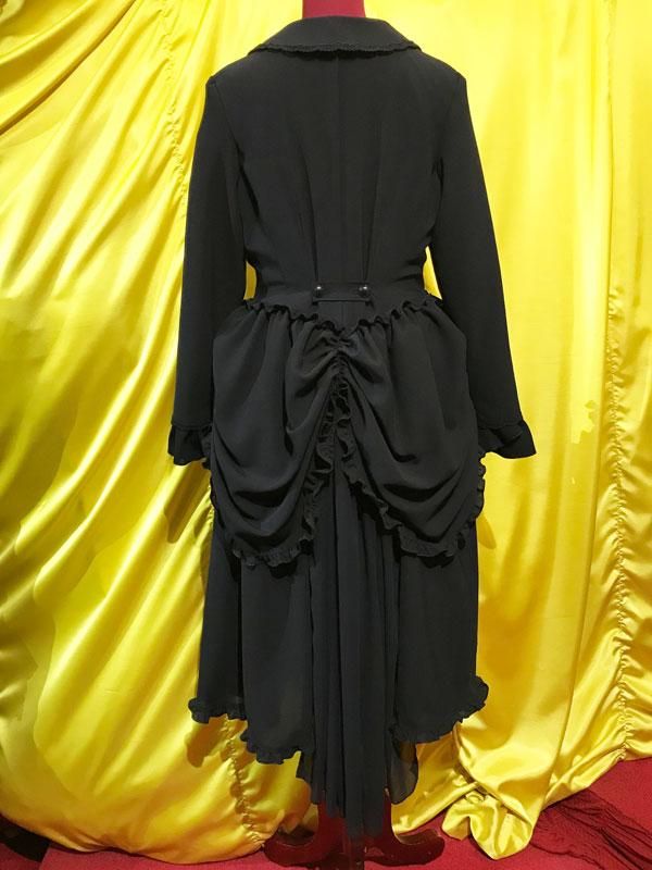 ◇受注商品◇ヴィクトリアンロングドレスジャケット：黒×黒シフォン