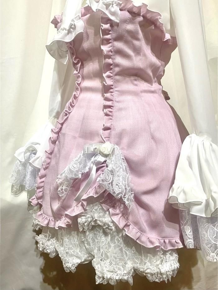 ◇受注商品◇ブラウス付き風ワンピース+ボリュームリボンフリル