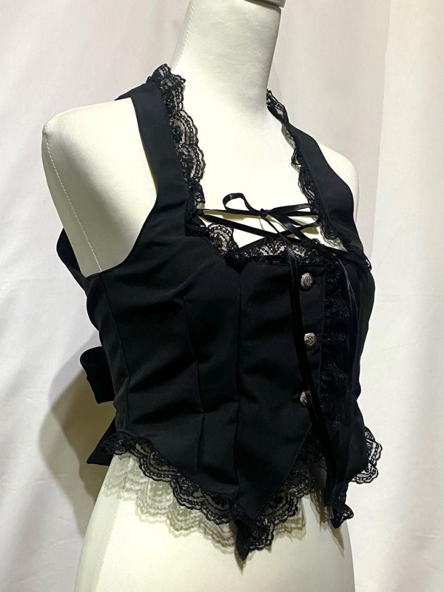 ATELIER BOZ ベスト 編み上げ 透かし模様の脇ボタンベスト - atelier K'sk Online Store
