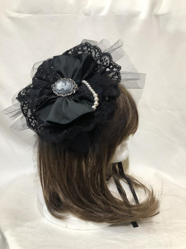 ◇受注商品◇アンティークカメオ付き円型ヘッドドレス:黒 ◇受注商品◇アンティークカメオ付き円型ヘッドドレス:黒