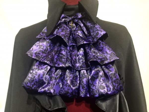 ◇受注商品◇十字架タイ付き ヴァンパイアマント：黒×紫ゴシック