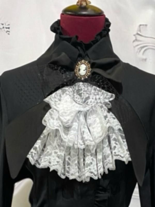 ◇受注商品◇別タイ付きクラシカルデコレーションブラウス：黒