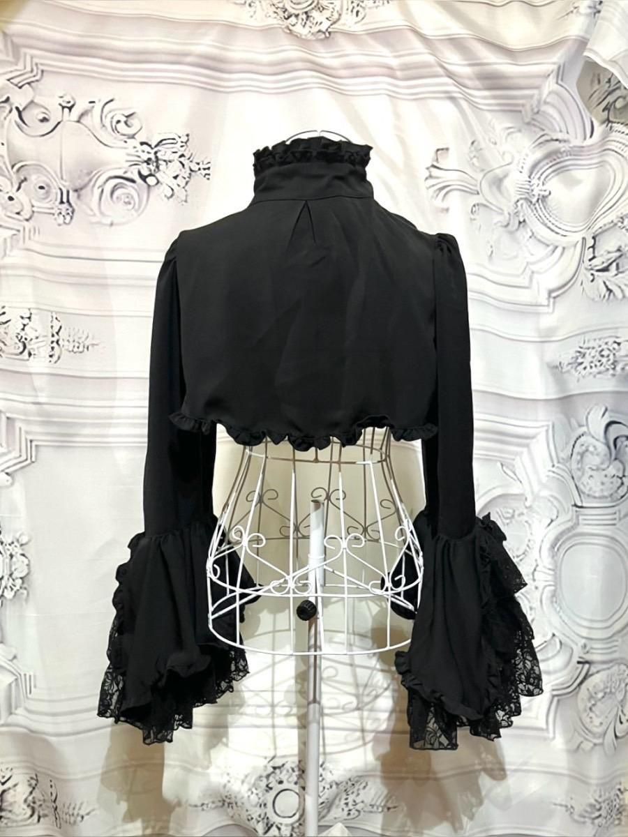 MARBLE エレガンスパフ袖ボレロ：黒×白レース ゴスロリ エレガンスパフ袖ボレロ | MARBLE | ロリータ ゴスロリ ゴシック