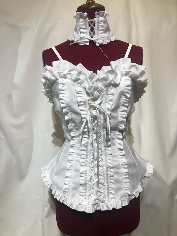 総フリル編み上げコルセット：白☆Lサイズ☆ - MARBLE ~online shop~