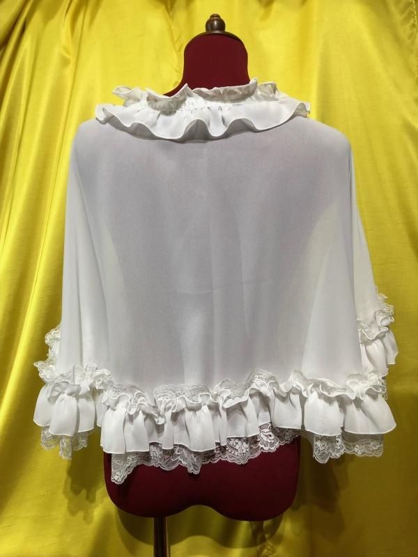 ボリュームレースフリル夏ケープ:白 - MARBLE ~online shop~ ボリュームレースフリル夏ケープ:白 - MARBLE ~online shop~