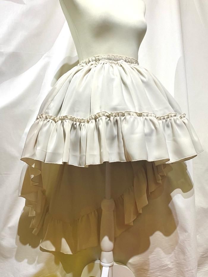 前短・後長ロングスカート：オフ白 - MARBLE ~online shop~