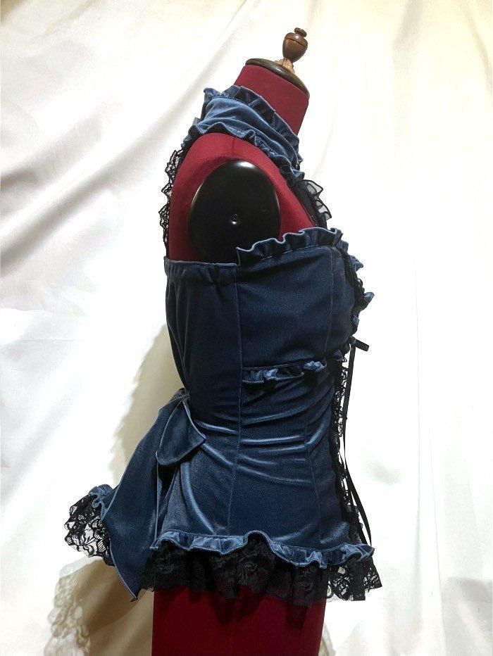 十字架付き編み上げビスチェ：黒×黒 - MARBLE ~online shop~