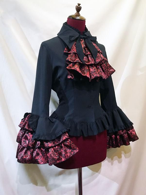 Marble マーブル　ゴスロリ　ロリータ　ブラウス　姫袖　スカート　新品未使用 デコラティブネクタイ付き配色切り替え姫袖ブラウス | MARBLE