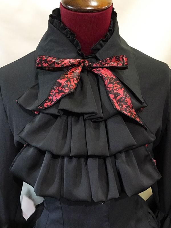 MARBLE ゴシック調ダイヤカットタイ付きブラウス型ワンピース：濃紺×青